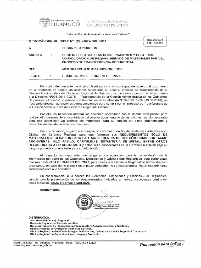 Memo Multiple Transferencia de Gestion PDF