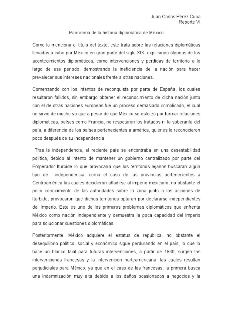 Panorama de La Historia Diplomática de México | PDF | México | Nación