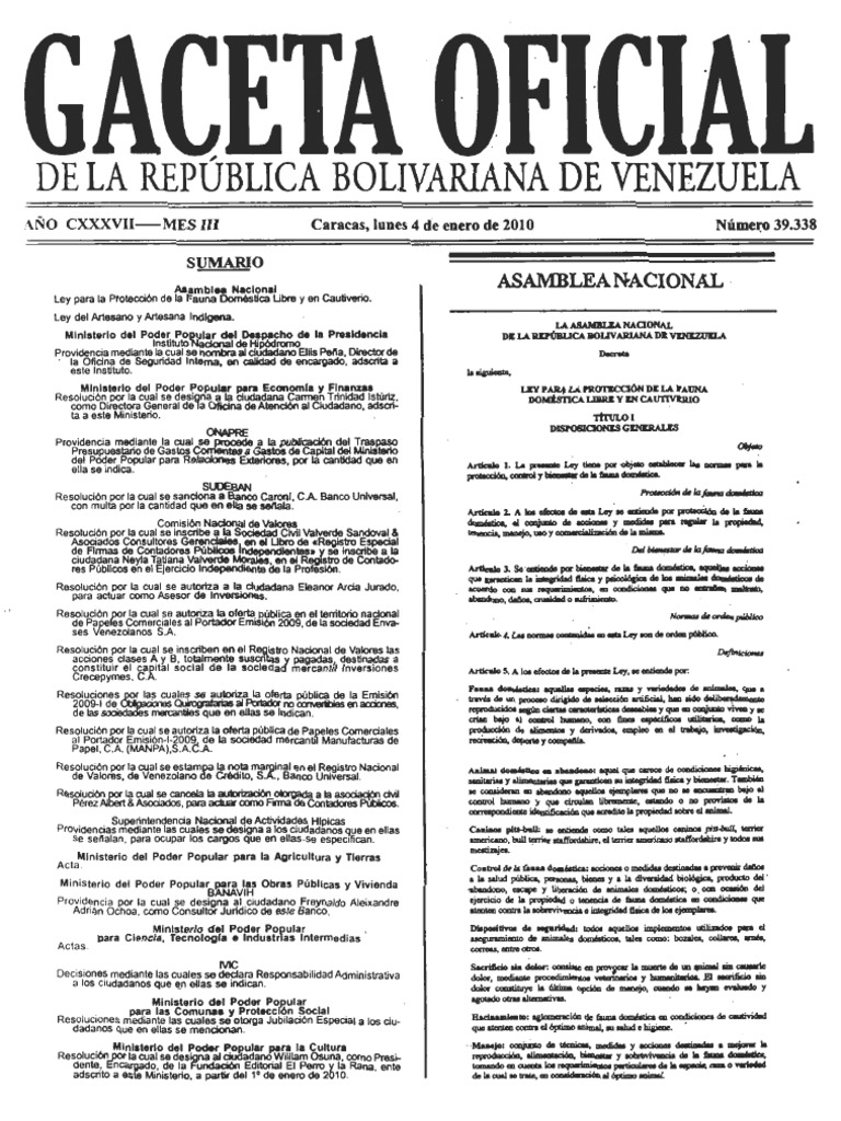 Ley de Protección de Fauna Doméstica | PDF | Política | Derecho