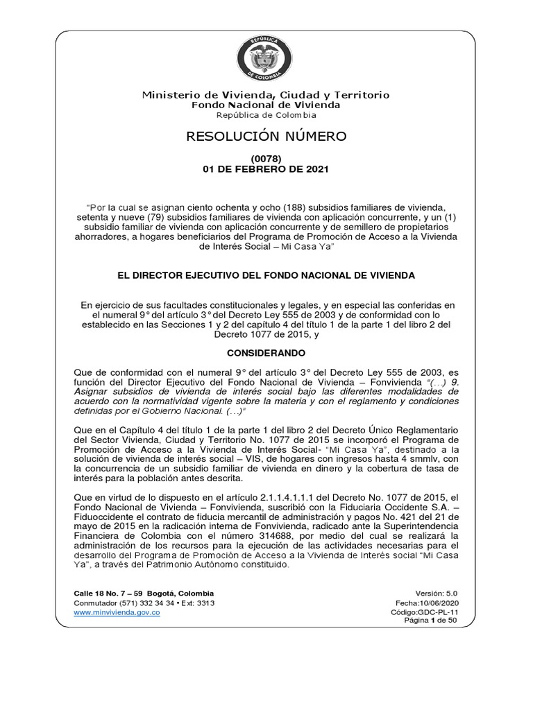 Subsidios Concurrentes Mi Casa Ya 2021 | PDF | Ley de fideicomiso ...