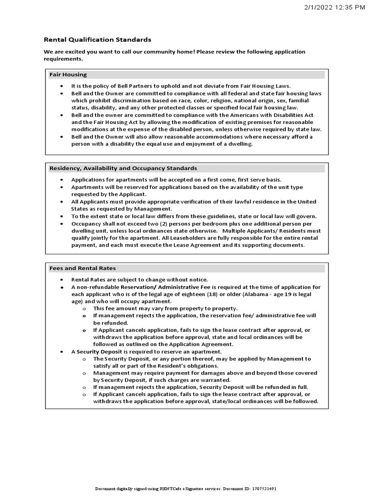 Rental Qualification Standards: Fair Housing | Download Free PDF ...