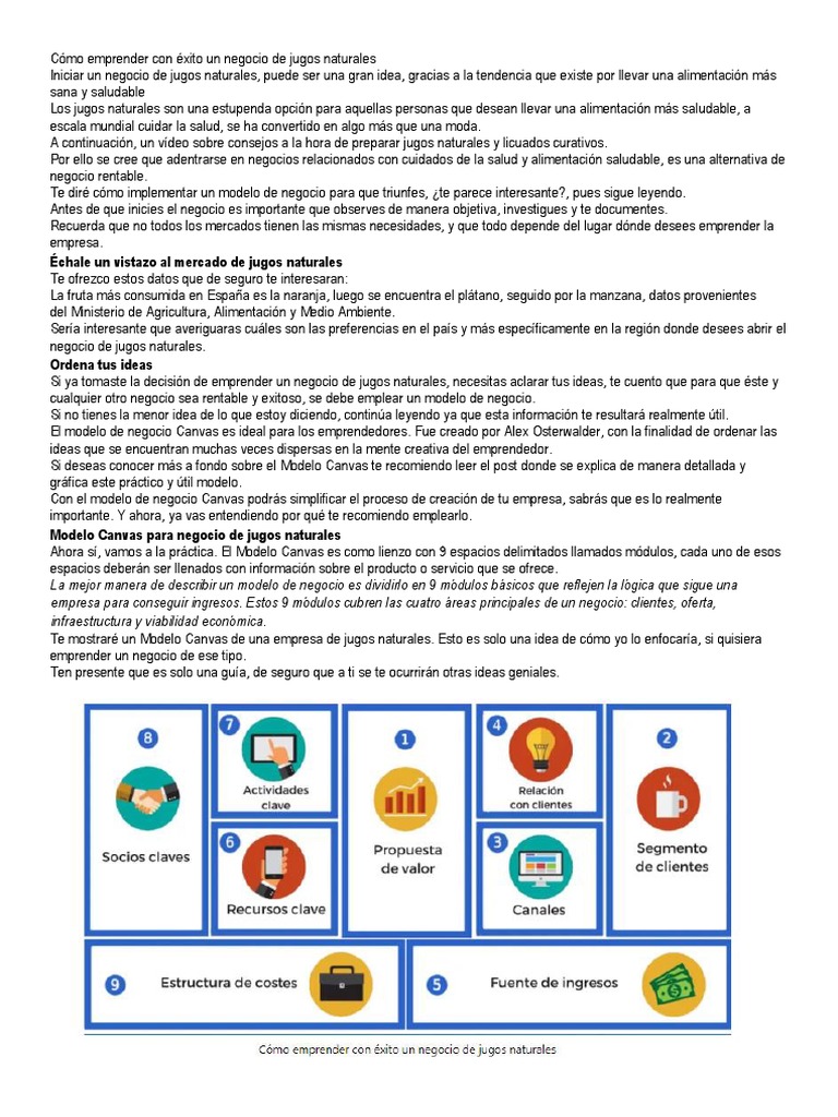 Emprender un Negocio de Jugos Naturales | PDF | Business | Iniciativa ...