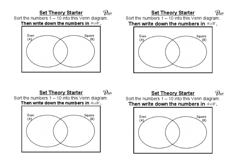 Venn Diagram Set Theory Exercise | PDF