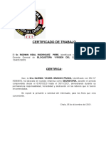 Certificado de Trabajo de Glenda