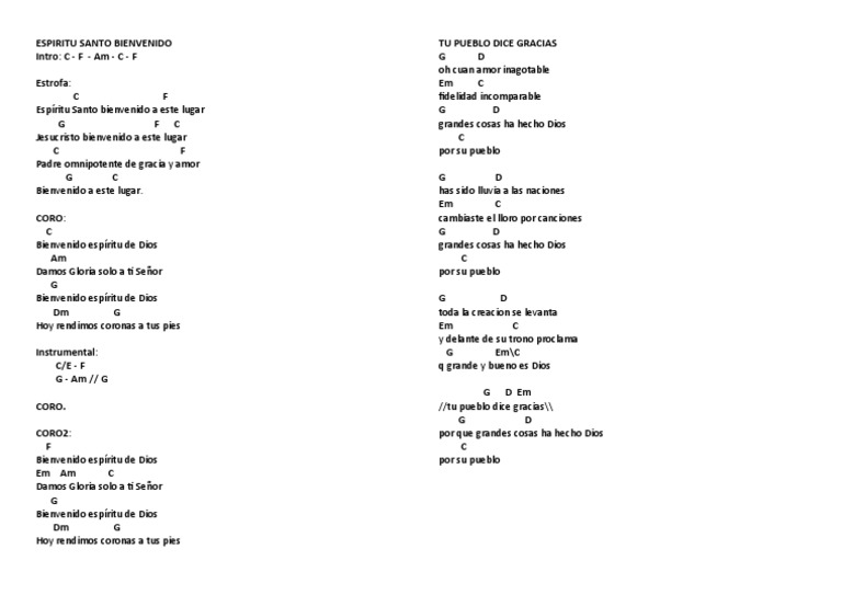 Bienvenido Espiritu SantoTu Pueblo Dice Gracias PDF