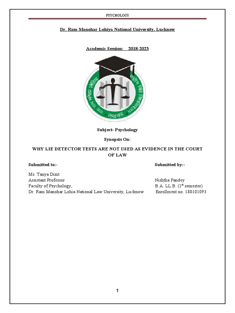 Psychology Pdf Polygraph Cognition