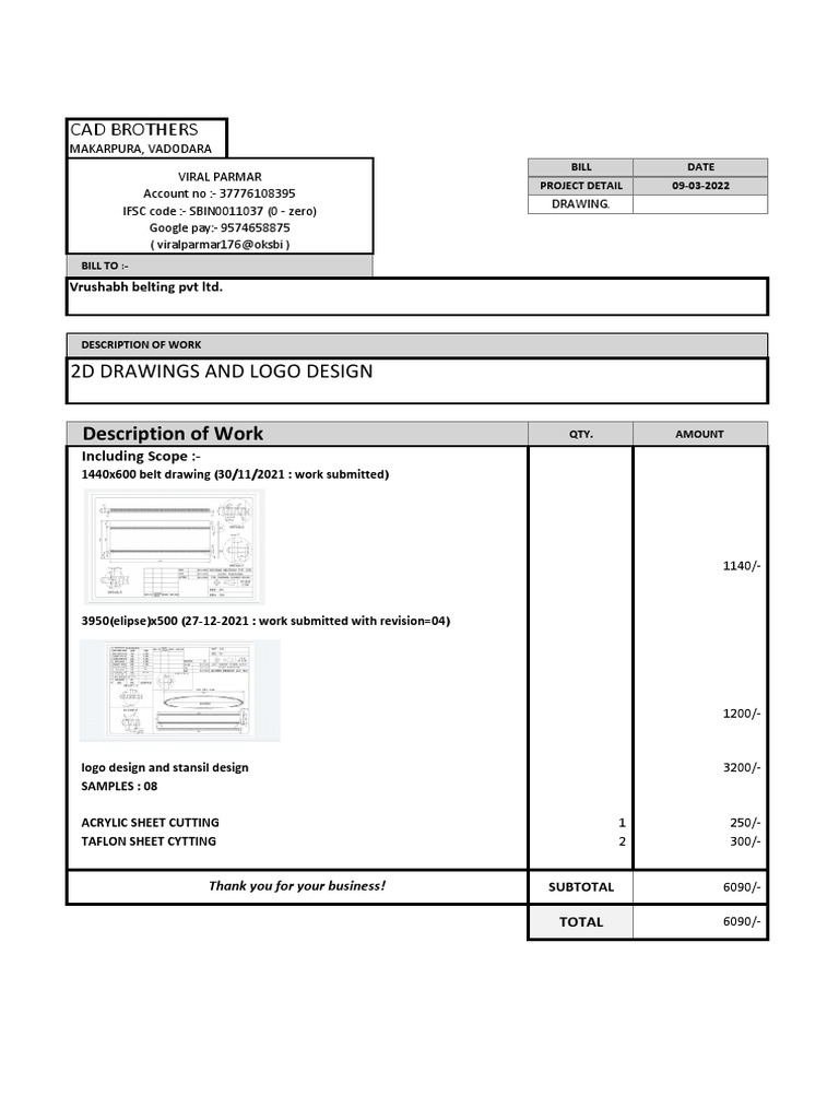 2D Drawings and Logo Design Invoice | PDF