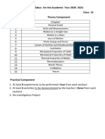 Revised Syllabus in Physics STD XI For 2020 21