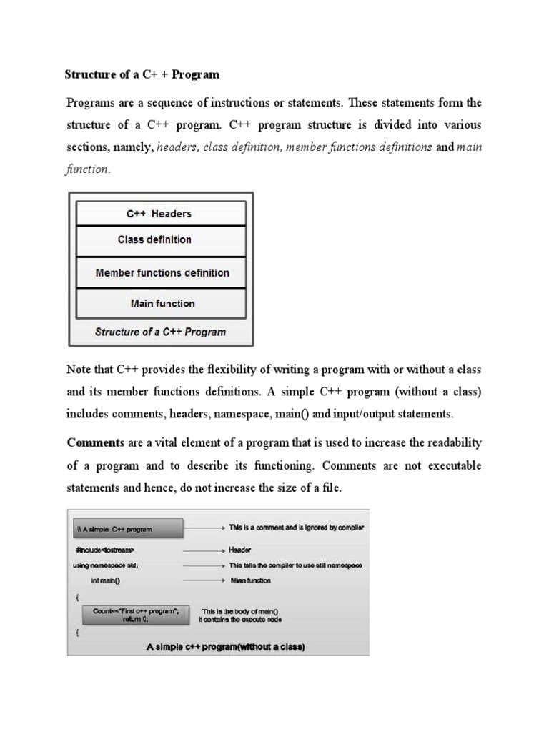 Structure of A C+ + Program: Function | Download Free PDF | C++ | Input ...