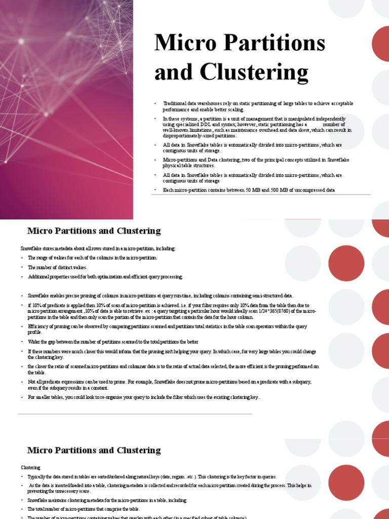 Micro Partitions and Clustering PDF Cluster Analysis Table (Database)