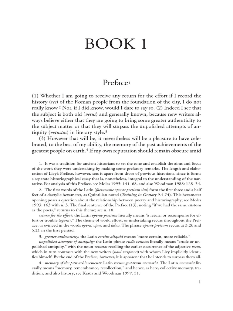 Livy's Ab Urbe Condita: Book 1 Preface | PDF | Augustus | Poetry