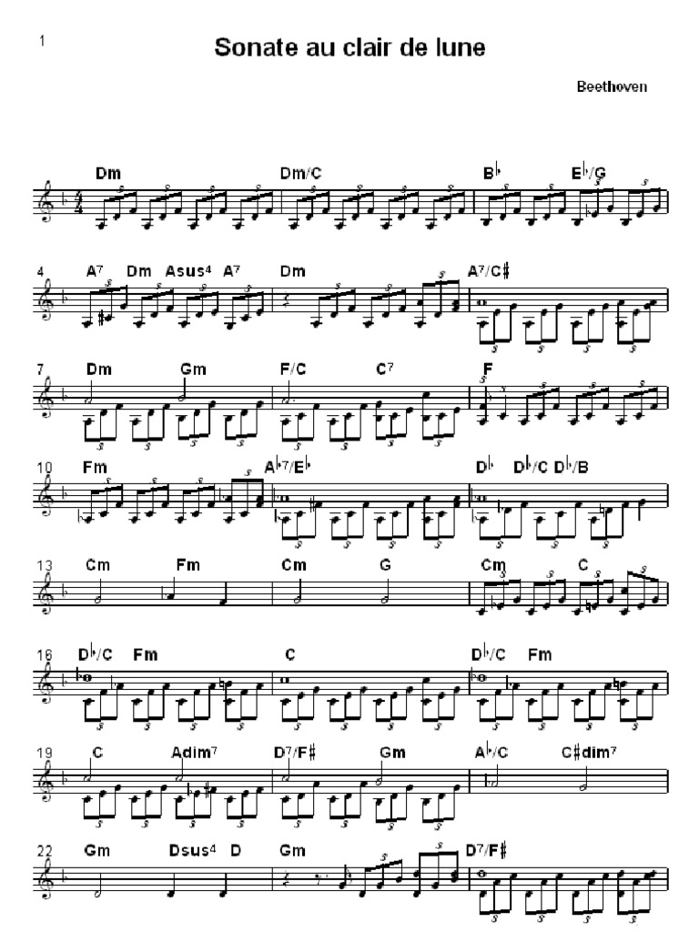 Partition Sonate Au Clair De Lune Pdf