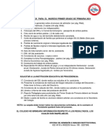 Requisitos Primer Grado 2021