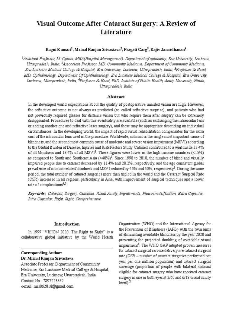 Visual Outcomes of Cataract Surgery | PDF | Visual Impairment | Surgery