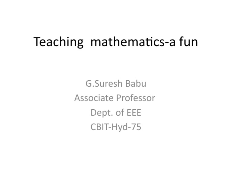 Fun Approaches to Teaching Mathematics | PDF