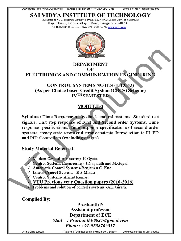 Control Systems Notes for ECE IV Sem | PDF | Computing | Communication