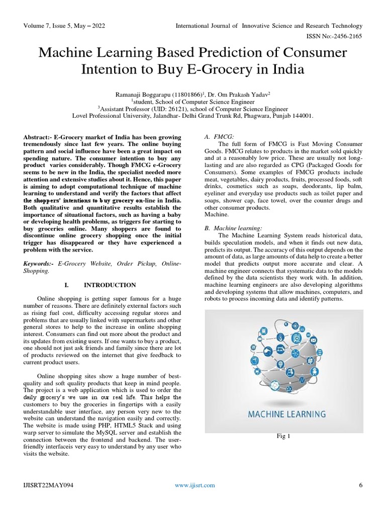 Machine Learning Based Prediction of Consumer Intention To Buy E