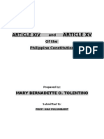 Philippine Constitution Articles XIV and XV on Education, Culture, Science and Sports