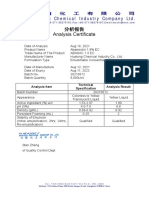 分析报告 Analysis Certificate: Hualong Chemical Industry Company Ltd