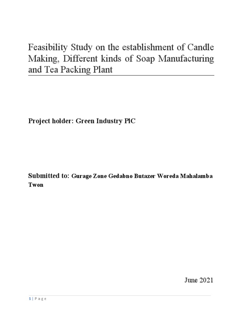 Feasibility Study - Tea Packing, Soap and Candle Production | PDF | Tea ...