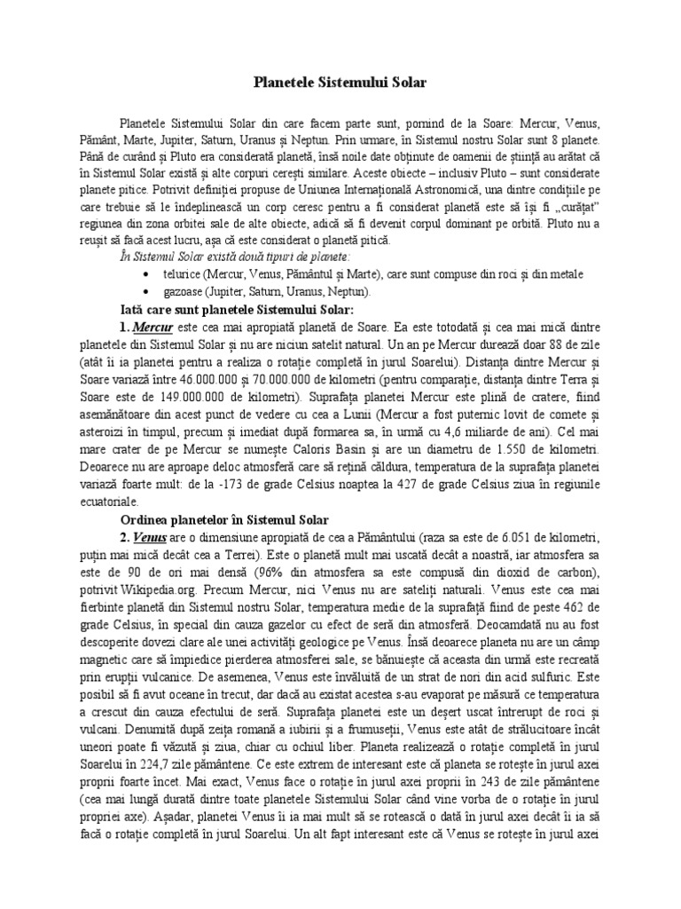 Planetele Sistemului Solar | PDF