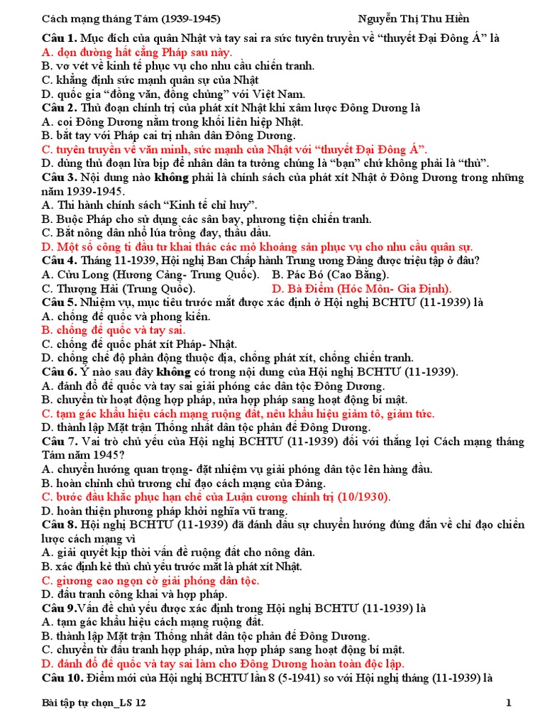 CMT8- Chuẩn 1 | PDF