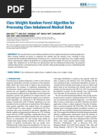 Class Weights Random Forest Algorithm For Processing Class Imbalanced Medical Data