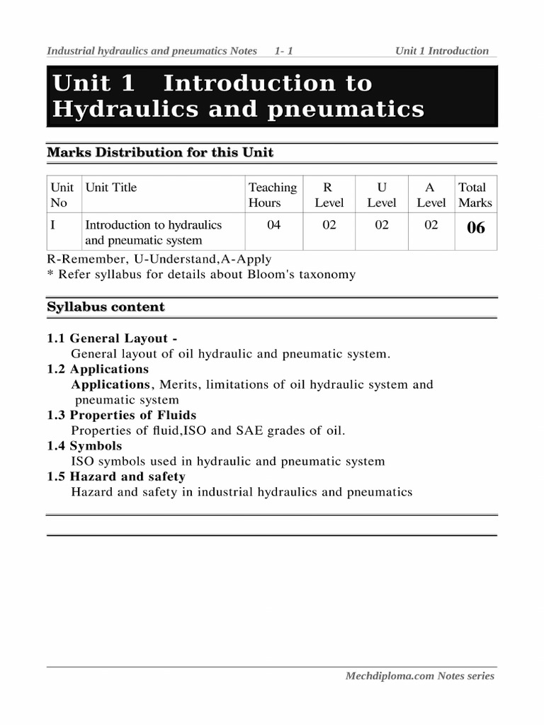 Industrial hydraulics and pneumatics introduction notes PDF Pump