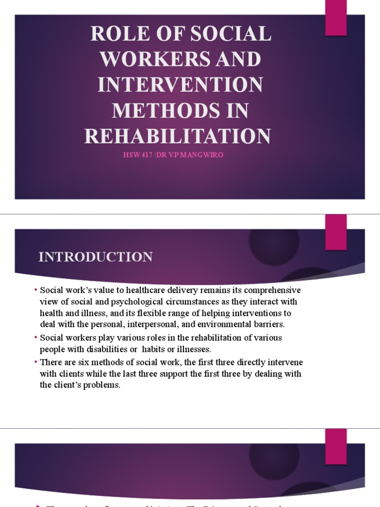 Social Workers' Roles in Rehabilitation | PDF | Social Work | Physical ...