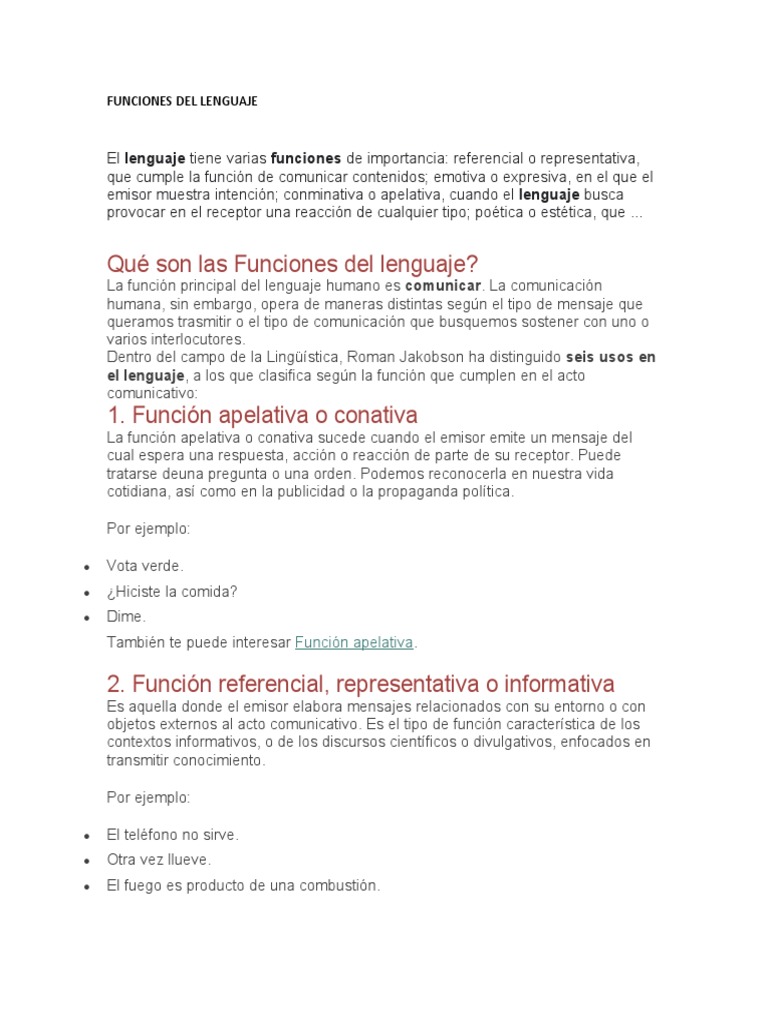 Funciones y Tipos de Lenguaje | PDF | Comunicación | Lingüística