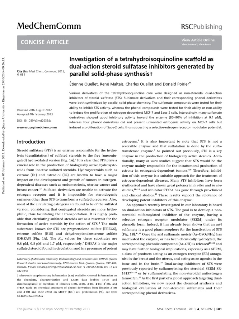 Tetrahydroisoquinoline STS Inhibitors | PDF | Enzyme Inhibitor ...