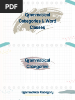 Grammatical Categories & Word Classes