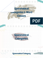 Grammatical Categories & Word Classes