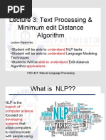 Lecture 3: Text Processing & Minimum Edit Distance Algorithm