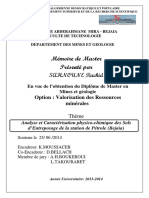 Analyse Et Caractérisation Physico-Chimique Des Sols D'entreposage de La Station de Pétrol (Béjaia)