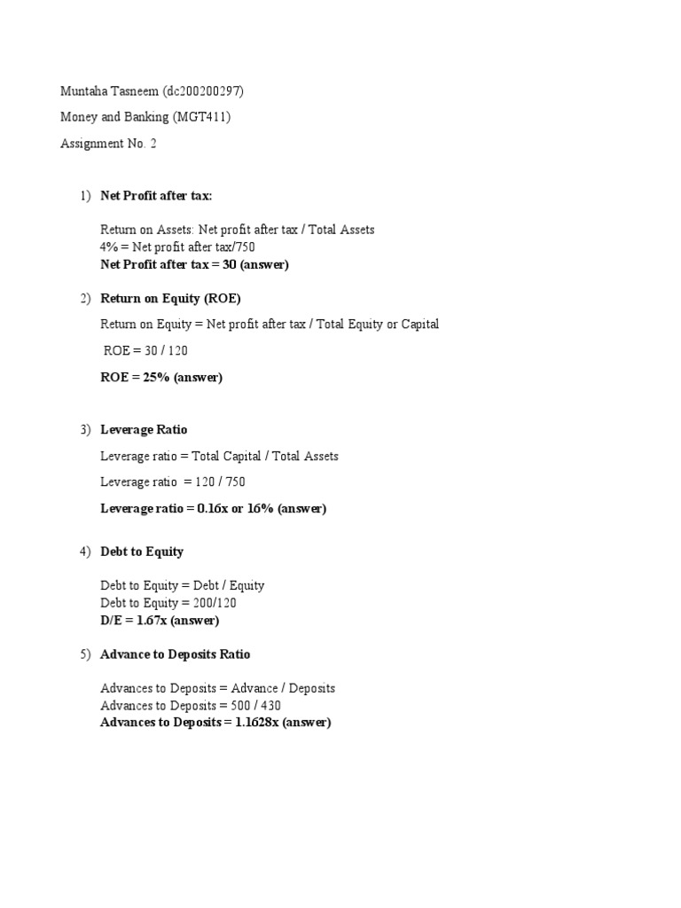 Financial Ratios Analysis in Banking | PDF | Finance & Money Management ...