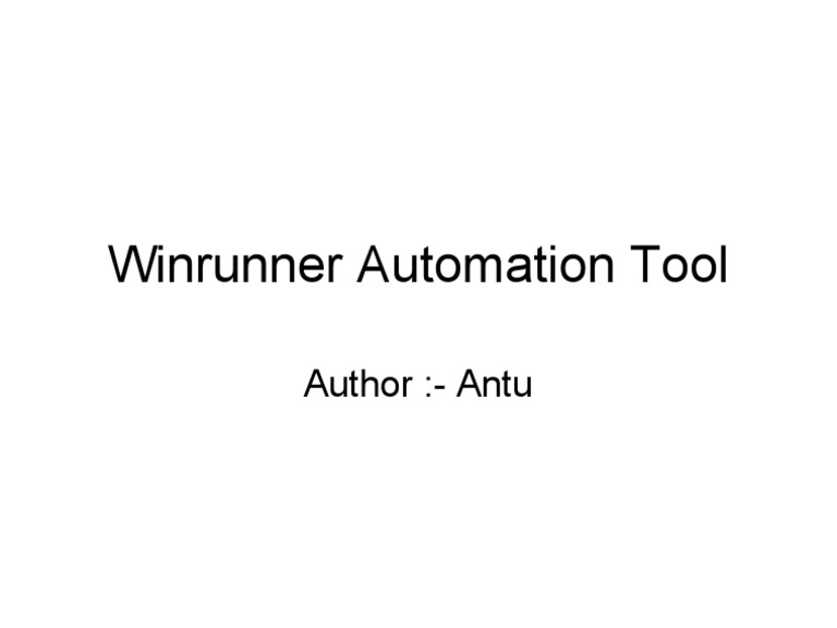 Winrunner Automation Tool | PDF | Technology & Engineering