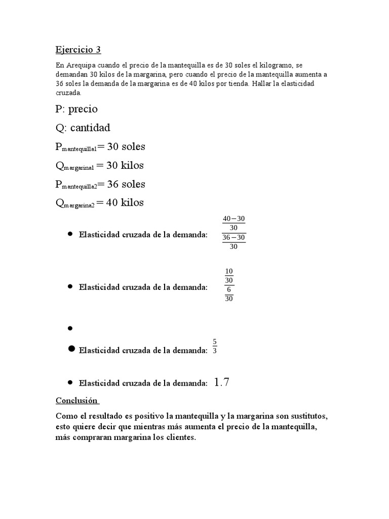 Ejercicio 3 Elasticidad Cruzada de La Demanda | PDF