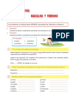 Género Del Sustantivo Masculino y Femenino para Segundo Grado de Primaria