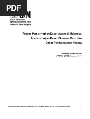 Proses Pembentukan Dasar Awam Di Malaysia Analisis Kajian Dasar Ekonomi Baru Dan Dasar Pembangunan Negara