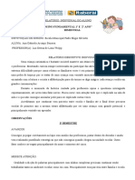 Relatório escolar individual de aluna do 1o e 2o ano