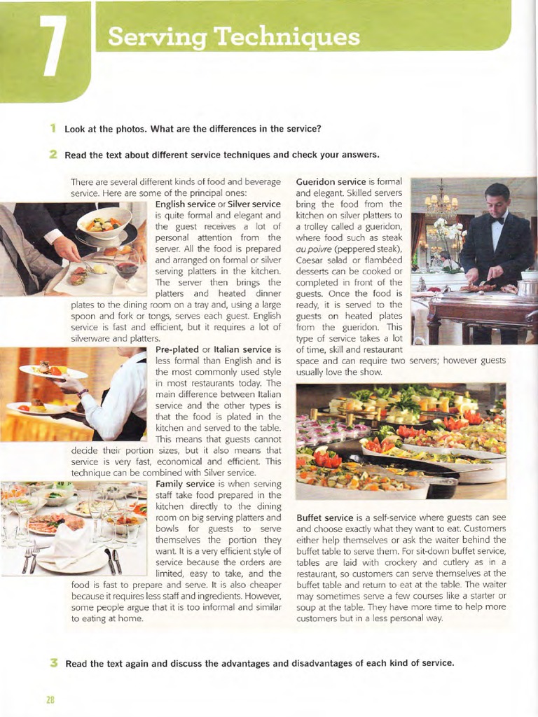Food Service Techniques Explained | PDF | Tableware | Buffet