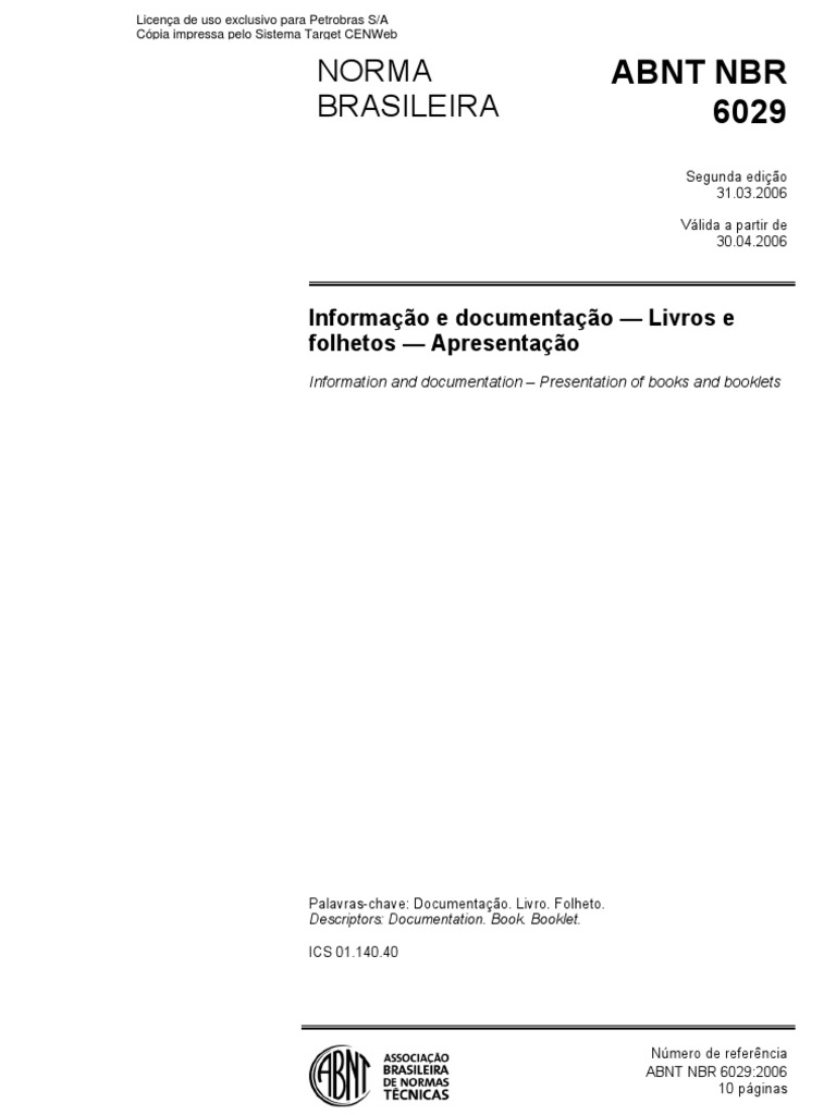 Regras Abnt NBR 6029 | PDF