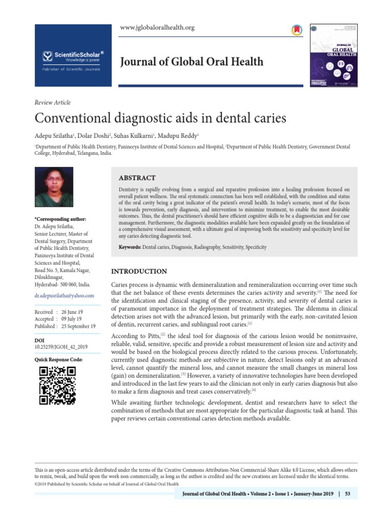 Conventional Diagnostic Aids in Dental Caries PDF Dentistry Tooth Enamel
