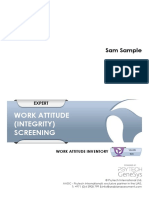Work Attitude (Integrity) Screening: Sam Sample