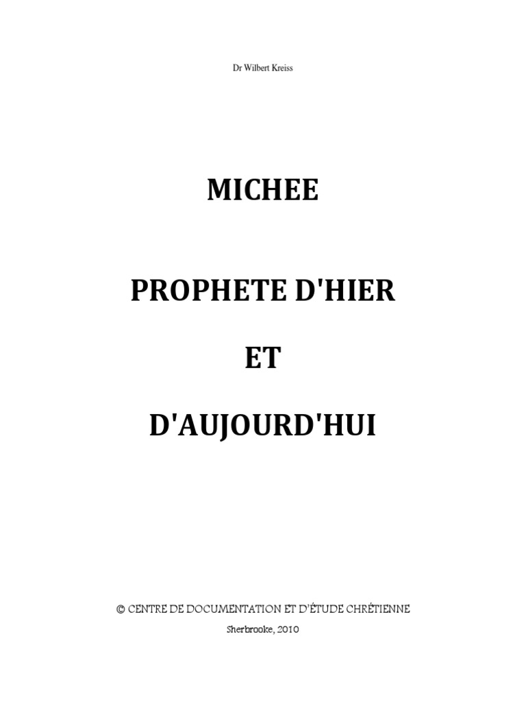 CDEC Prophète Michée | PDF | Livres des Rois | Royaume de Juda