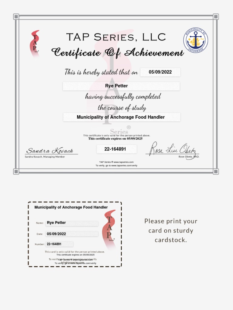 TAP Series Certificate | PDF