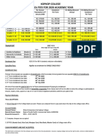 2020 School Fee Schedule