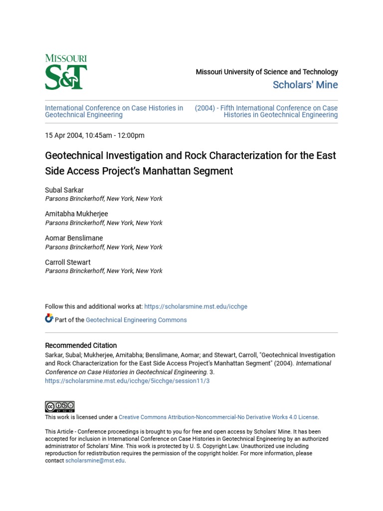 Geotechnical Investigation and Rock Characterization For The East | PDF ...