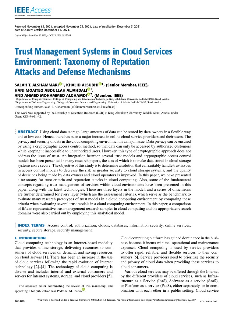 Trust Management in Cloud Services | PDF | Cloud Computing | Software ...